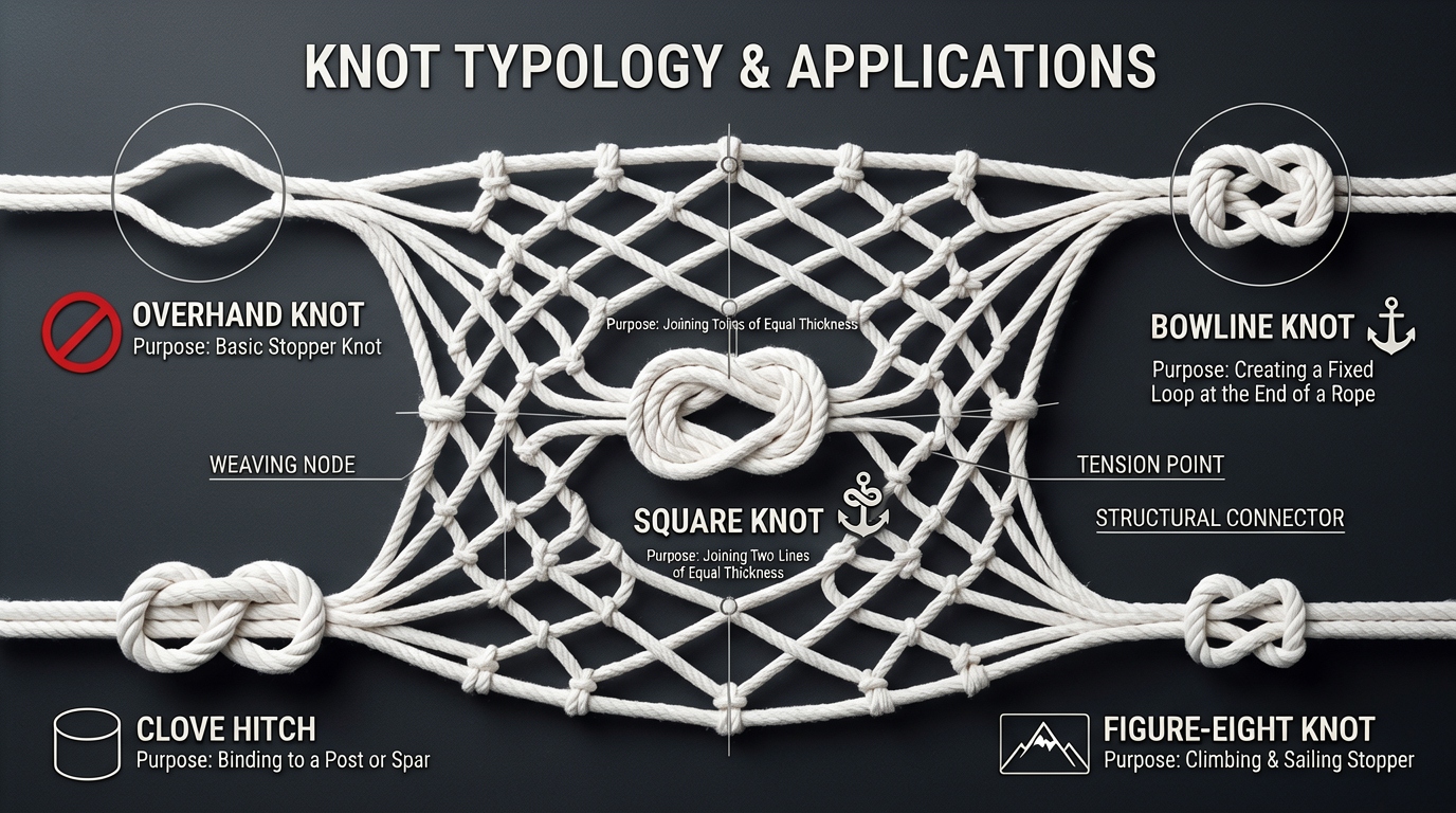 ERNIE Image sample — knot typology infographic with dense English labels